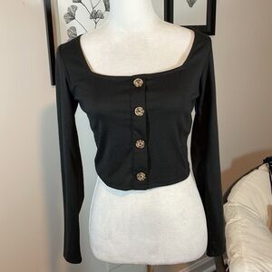 NWOT Wild Fable black long sleeve crop top